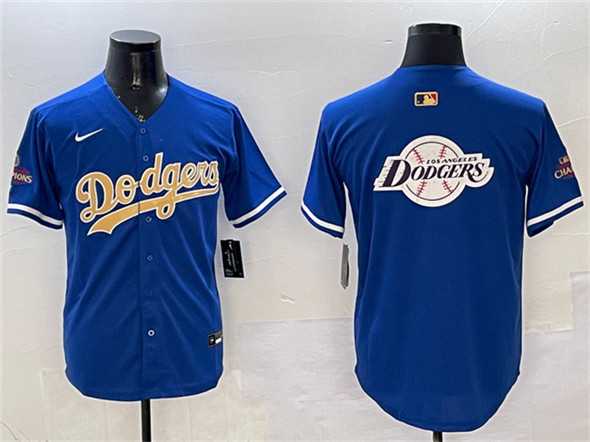 Men%27s Los Angeles Dodgers Team Big Logo Royal 2025 Gold Collection Limited Stitched Jersey